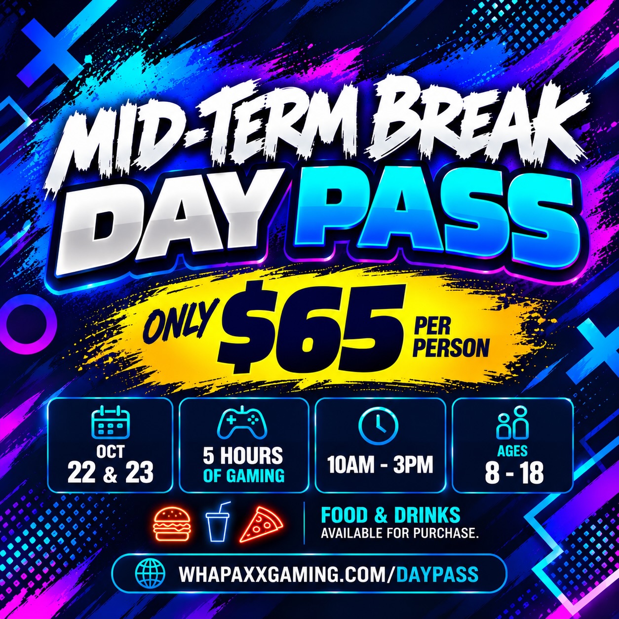 Mid-Term Break Day Pass - 5 Hours of Gaming for $65