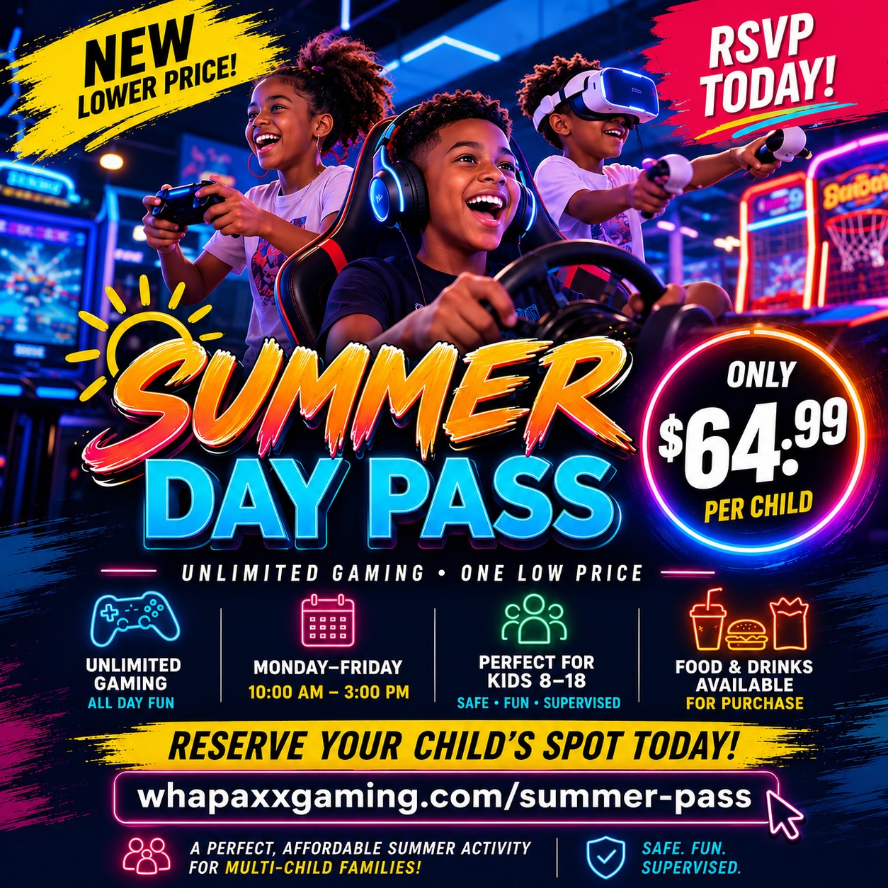 Whapaxx Summer Day Pass – New Lower Price! $64.99 Per Child