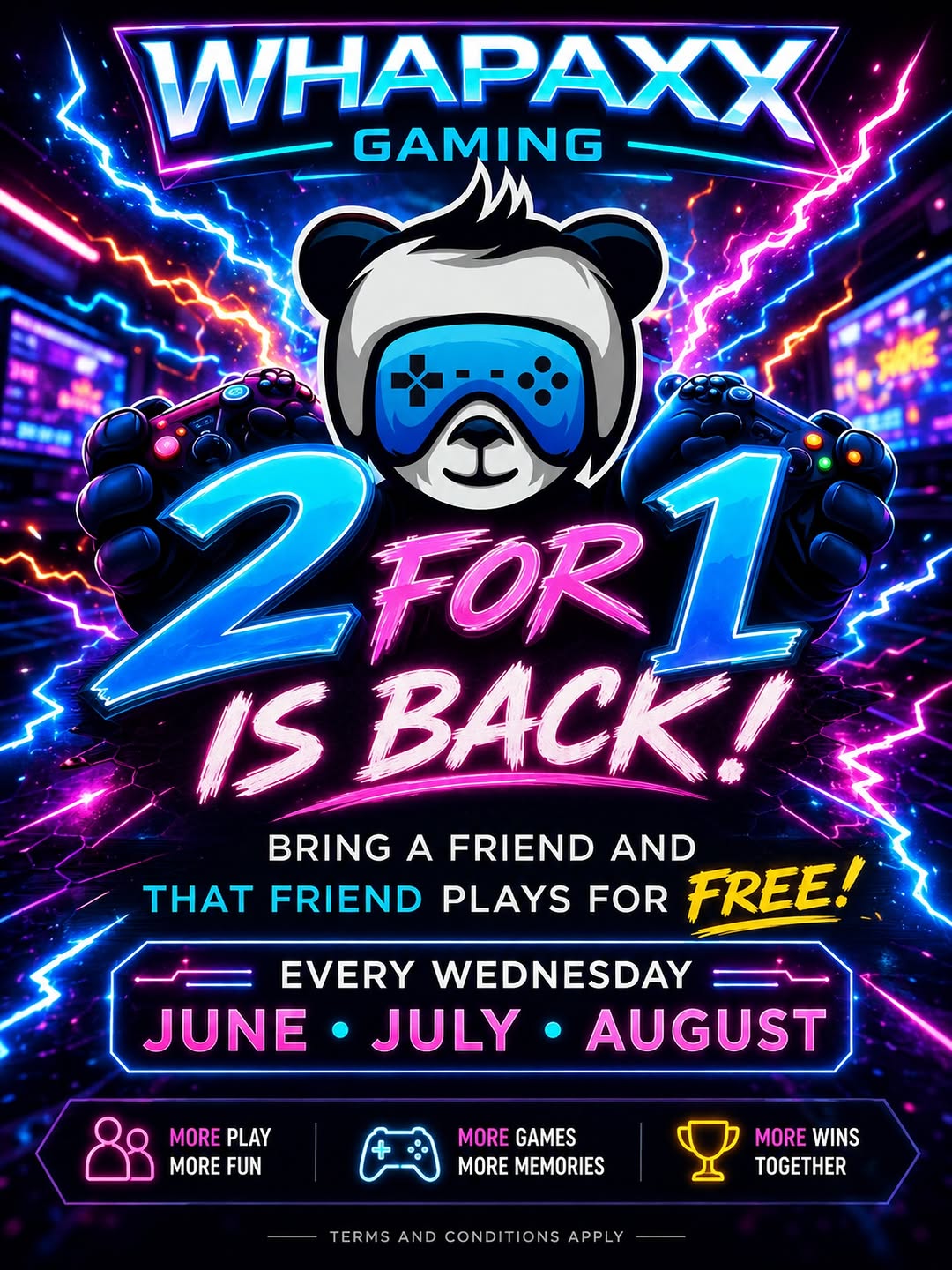 2 For 1 Wednesdays at Whapaxx Gaming – Bring a Friend, They Play Free!