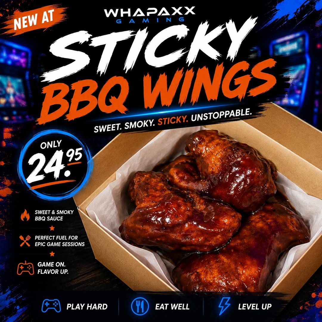 New at Whapaxx Gaming: Sticky BBQ Wings for Only $24.95