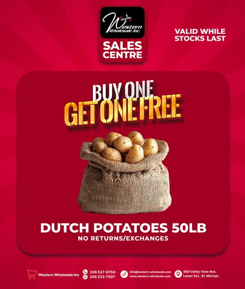 Buy One Get One Free: 50lb Dutch Potatoes at Western Sales Centre