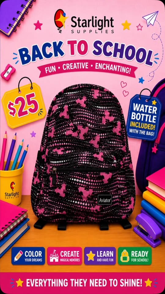 Back to School: School Bags with Free Water Bottle – $25