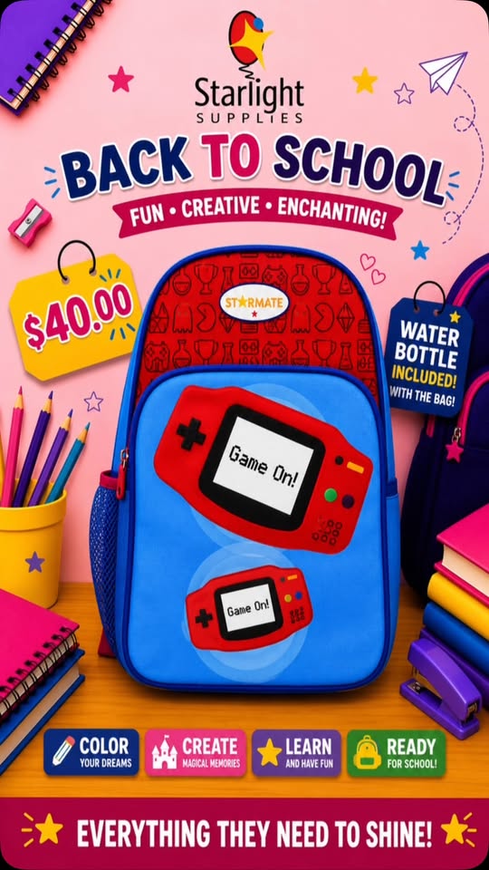 Back to School – School Bags with Free Water Bottle at $40.00