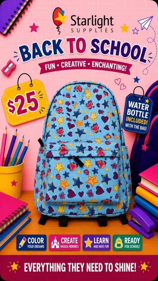 Back to School: School Bags with Free Water Bottle – $25