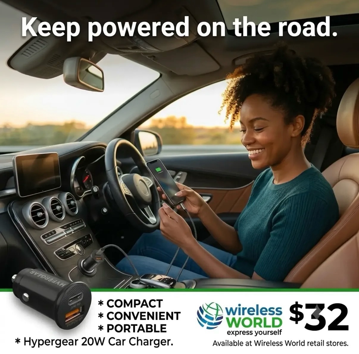 Hypergear 20W Car Charger – $32 at Wireless World (Dome Mall)