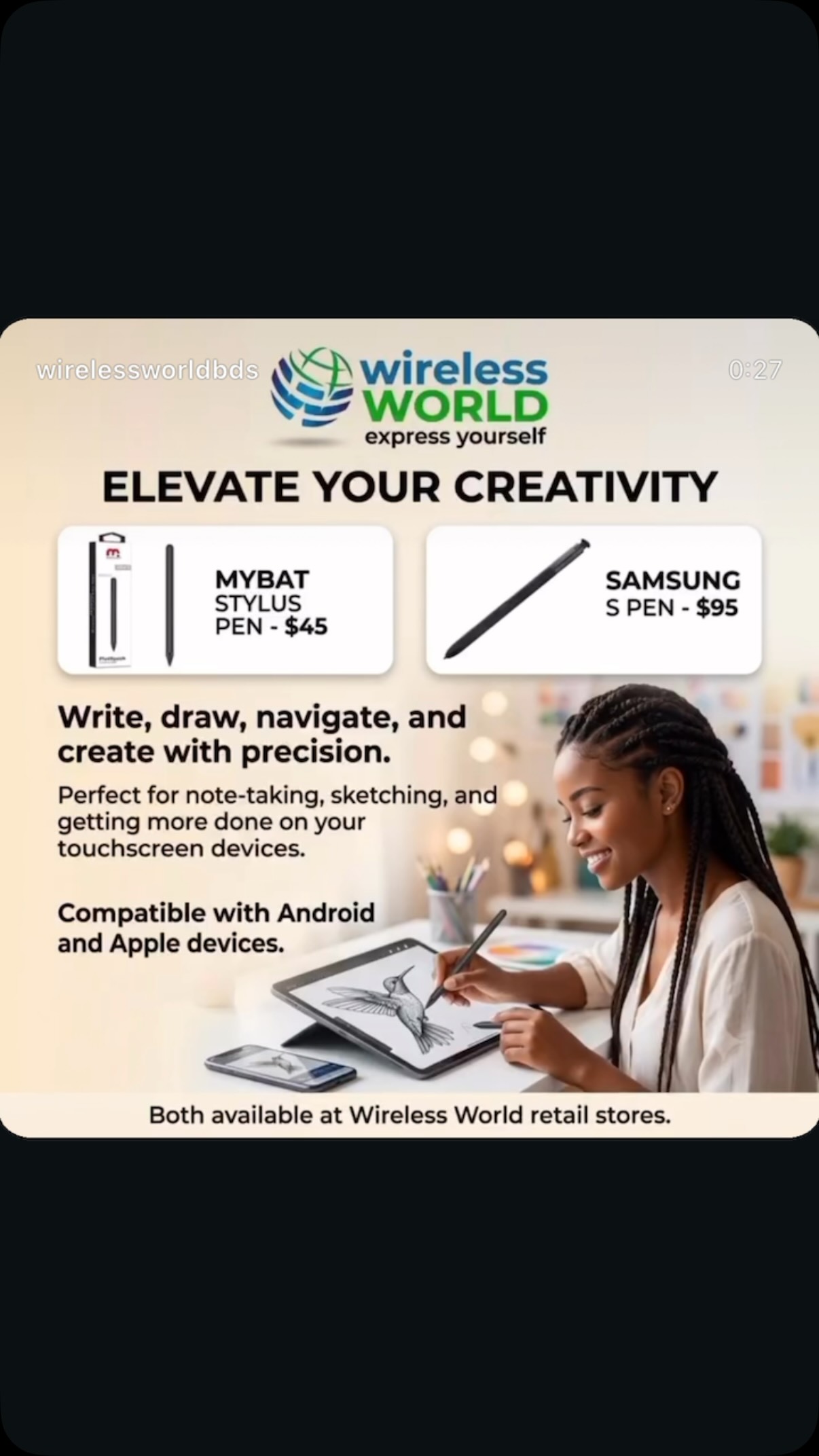 MyBat Stylus Pen ($45) & Samsung S Pen ($95) at Wireless World – Available at Dome Mall