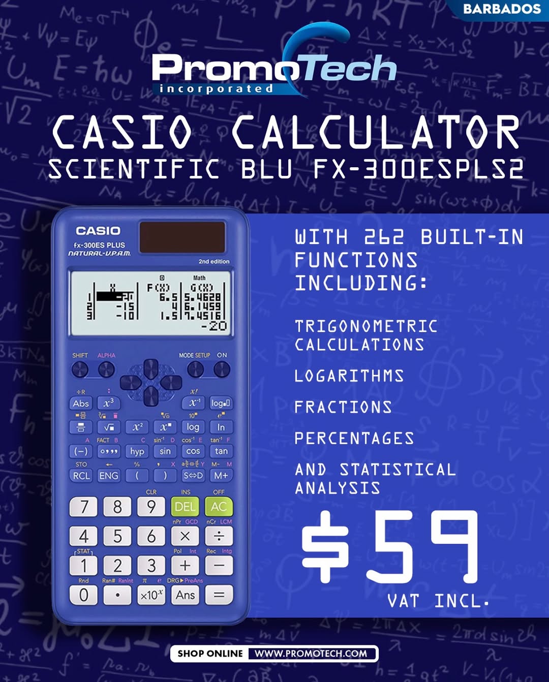 Casio FX-300ES Plus Scientific Calculator – $59 VAT Incl.