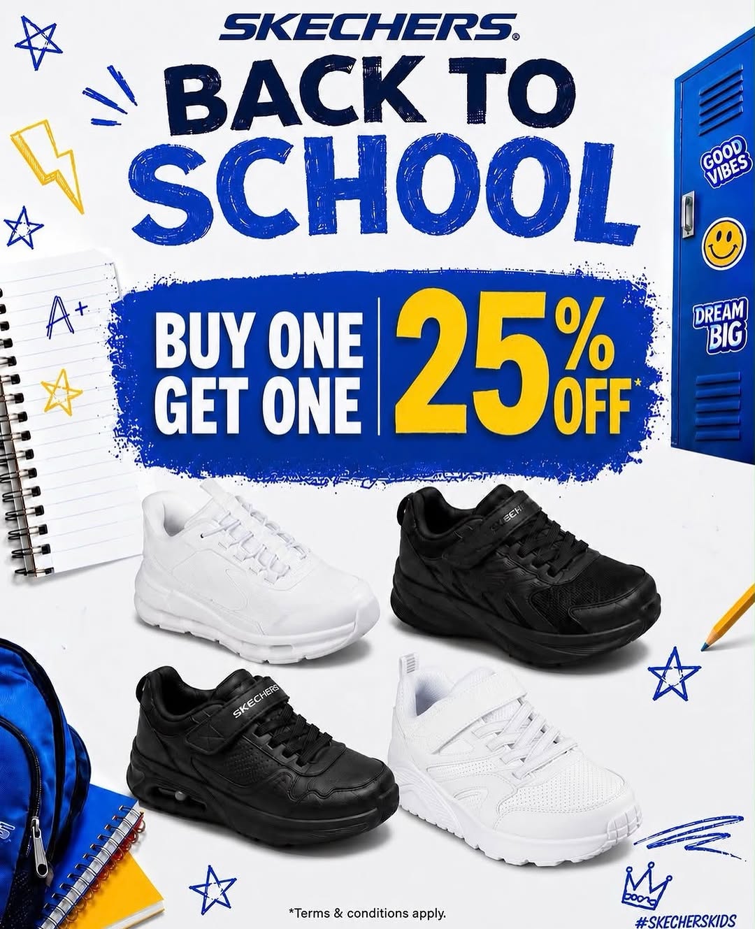 Skechers Back to School BOGO 25% Off Kids' Shoes
