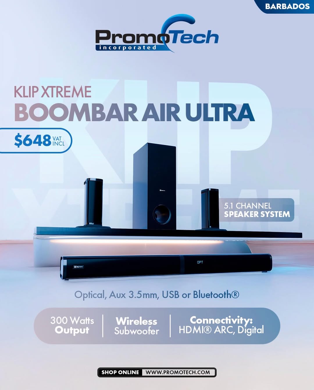 Klip Xtreme Boombar Air Ultra 5.1 Channel Speaker System – $648 VAT Incl.
