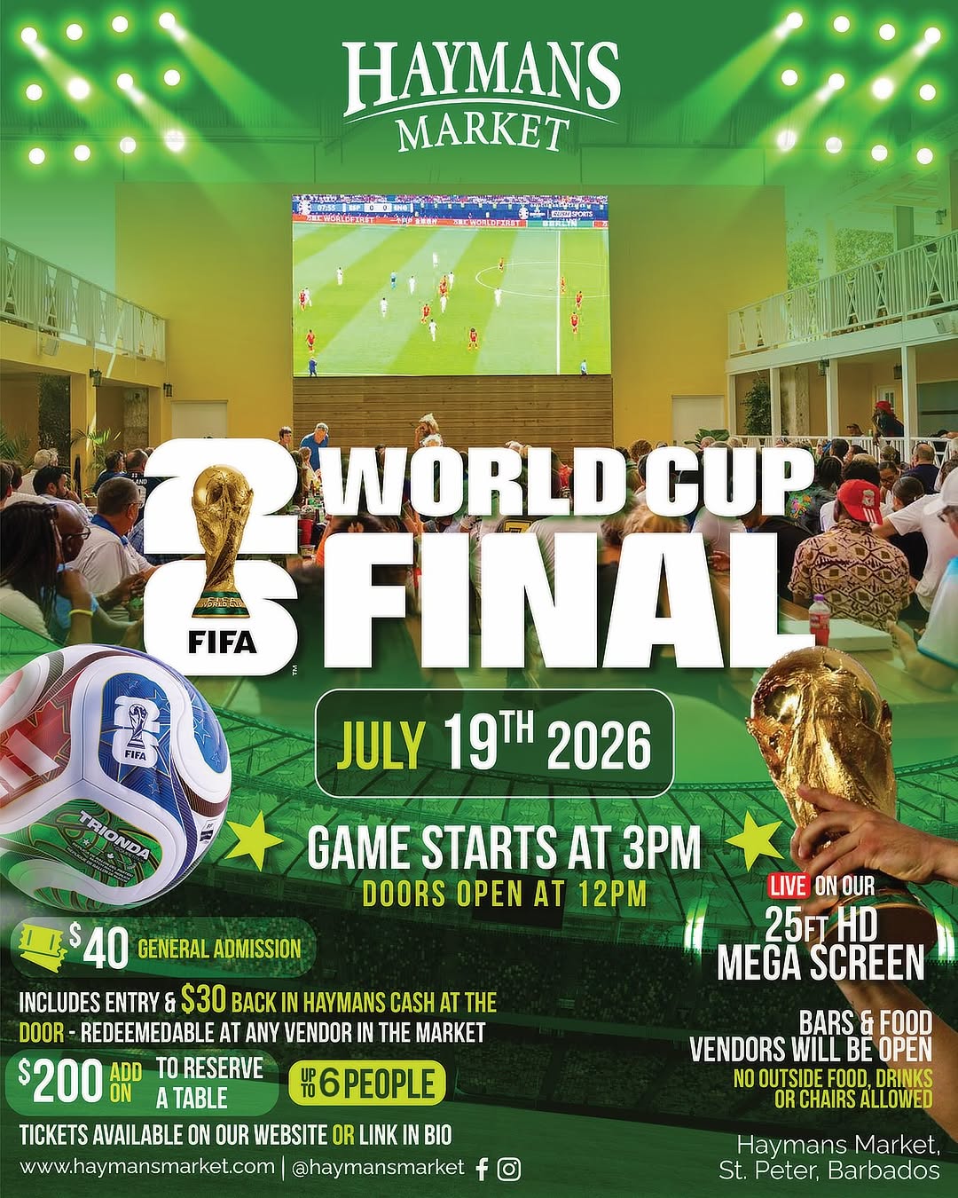 FIFA World Cup Final Watch Party at Haymans Market – July 19, 2026