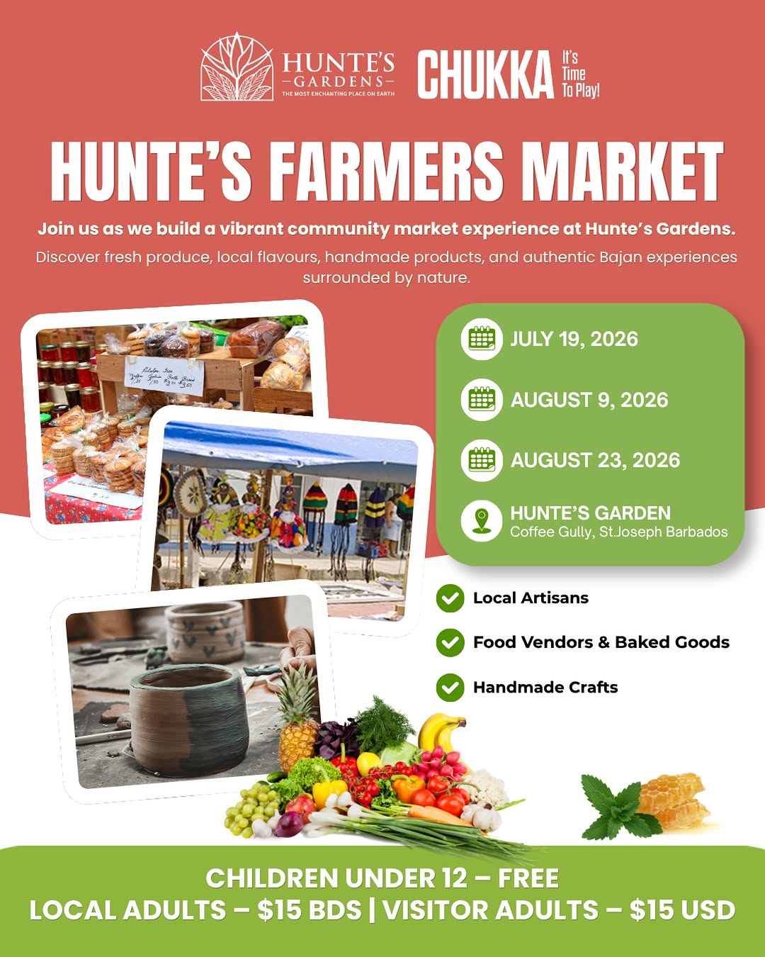 Hunte's Farmers Market – Local Adults $15 BDS, Children Under 12 Free