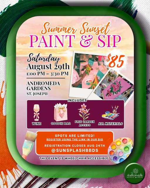 Summer Sunset Paint & Sip at Andromeda Botanic Gardens – $85