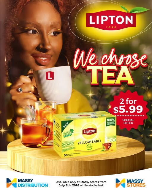 Lipton Yellow Label 20ct – 2 for $5.99 at Massy Stores