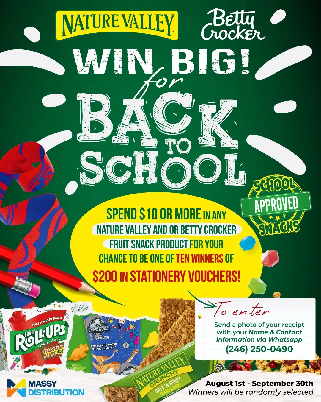 Win Big for Back to School – Spend $10 on Nature Valley or Betty Crocker & Win $200 in Stationery Vouchers