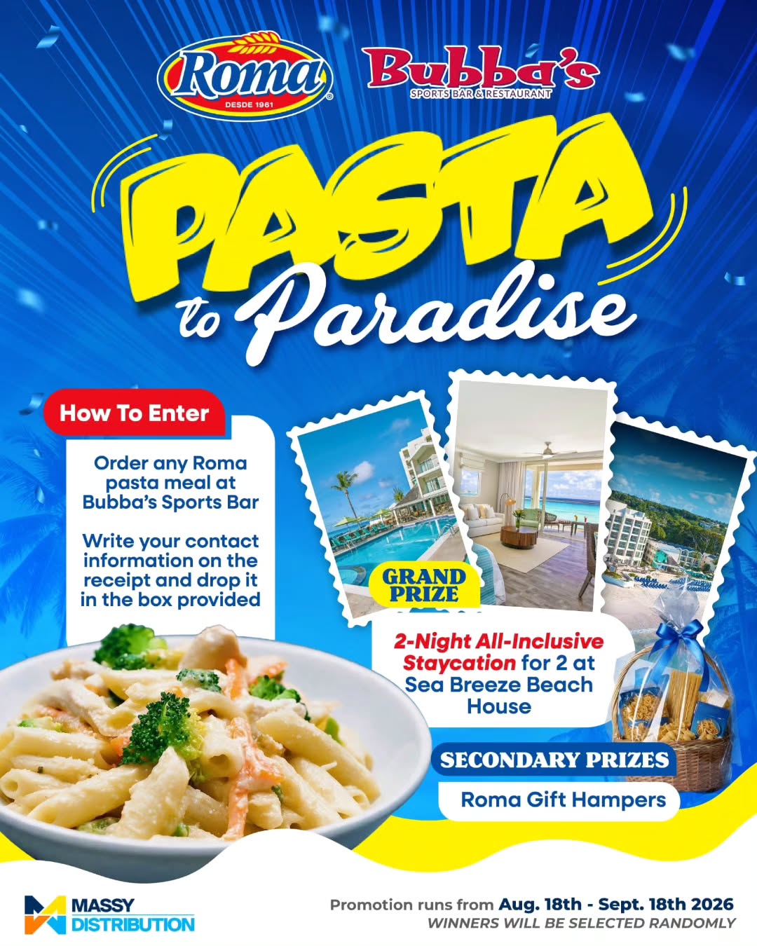 Pasta to Paradise – Win a 2-Night All-Inclusive Staycation at Sea Breeze Beach House