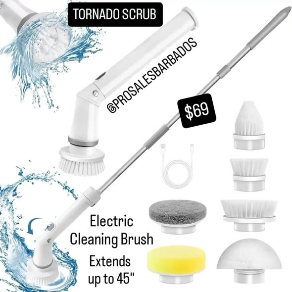 Pro Sales Barbados: USB Makeup Brush Cleaner $15, Tornado Scrub Electric Cleaning Brush $69, Multi-functional Steam Cleaner $99