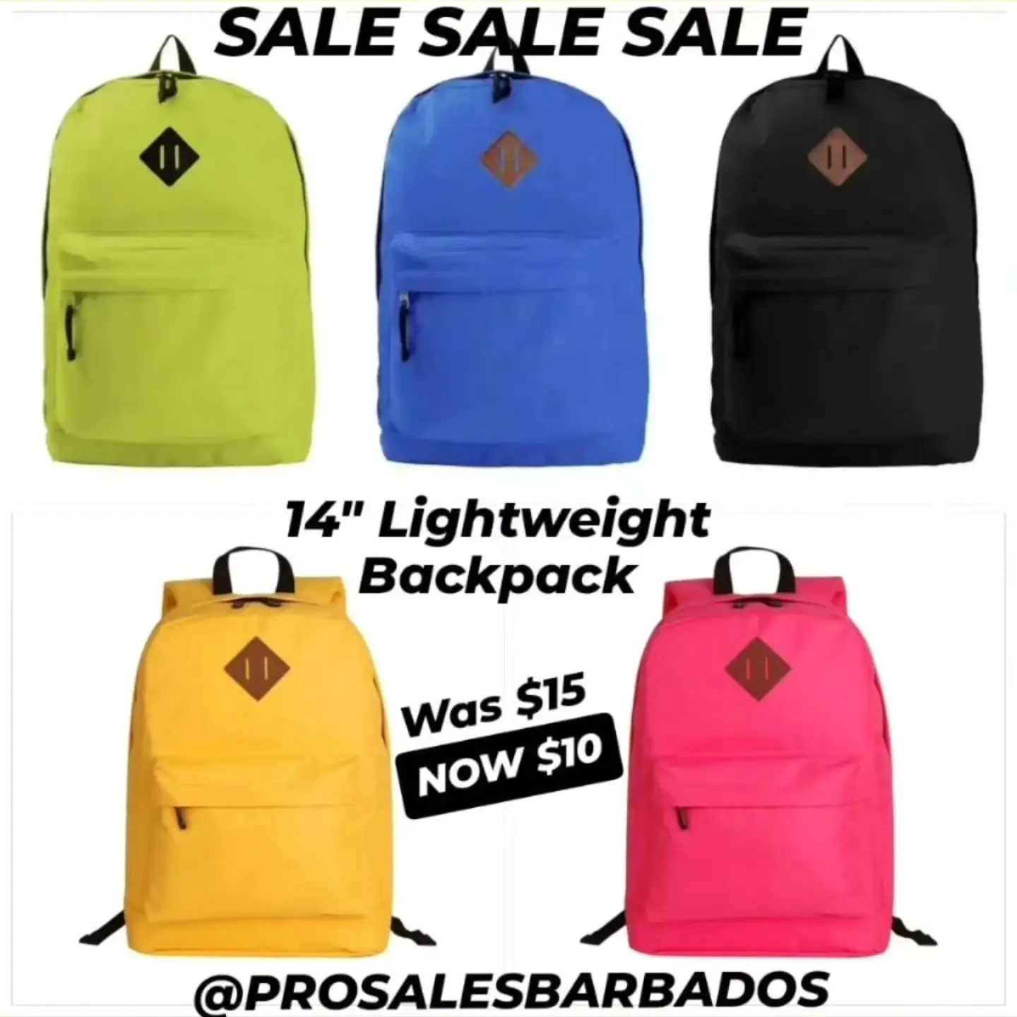 Backpack Sale at Pro Sales Barbados – From $10