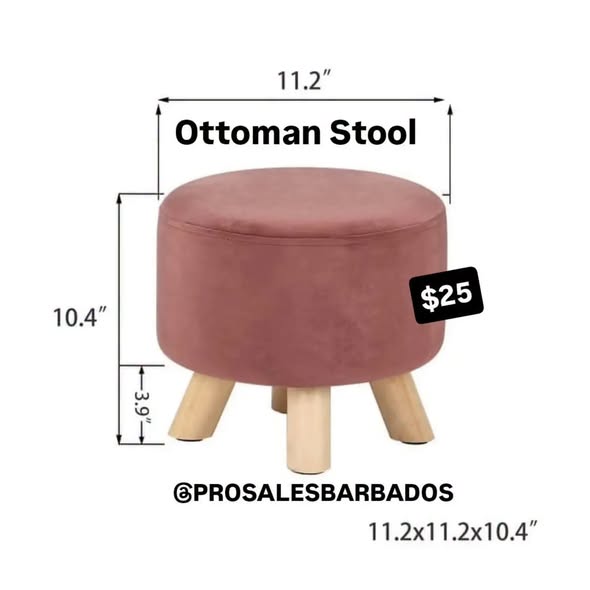 Ottoman Stool & Acrylic Cosmetic Organizers Available at Pro Sales Bridgetown