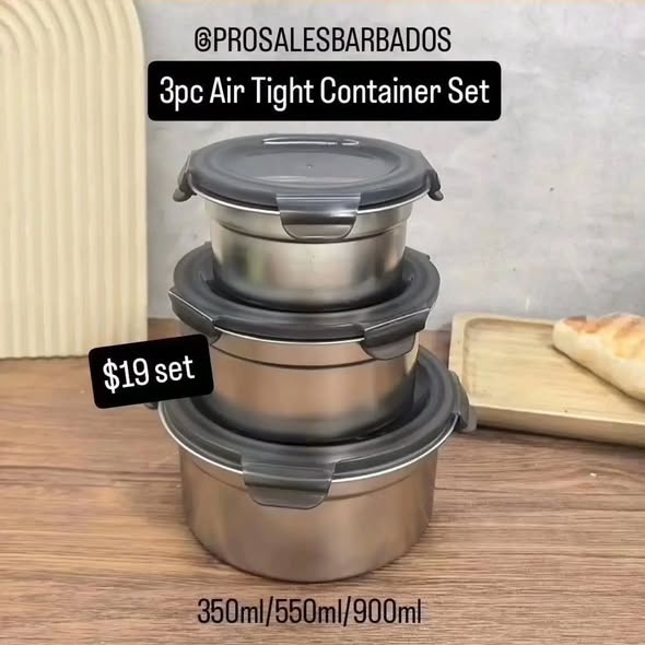 Stainless Steel Container Sets — From $10 at Pro Sales Barbados
