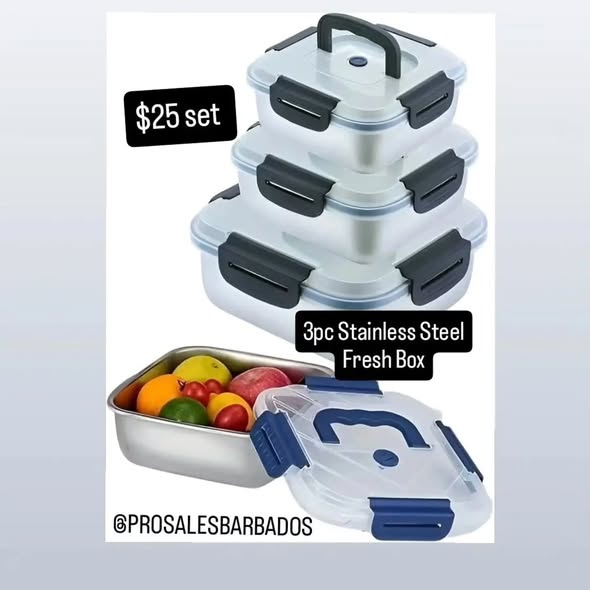 Stainless Steel Container Sets — From $10 at Pro Sales Barbados