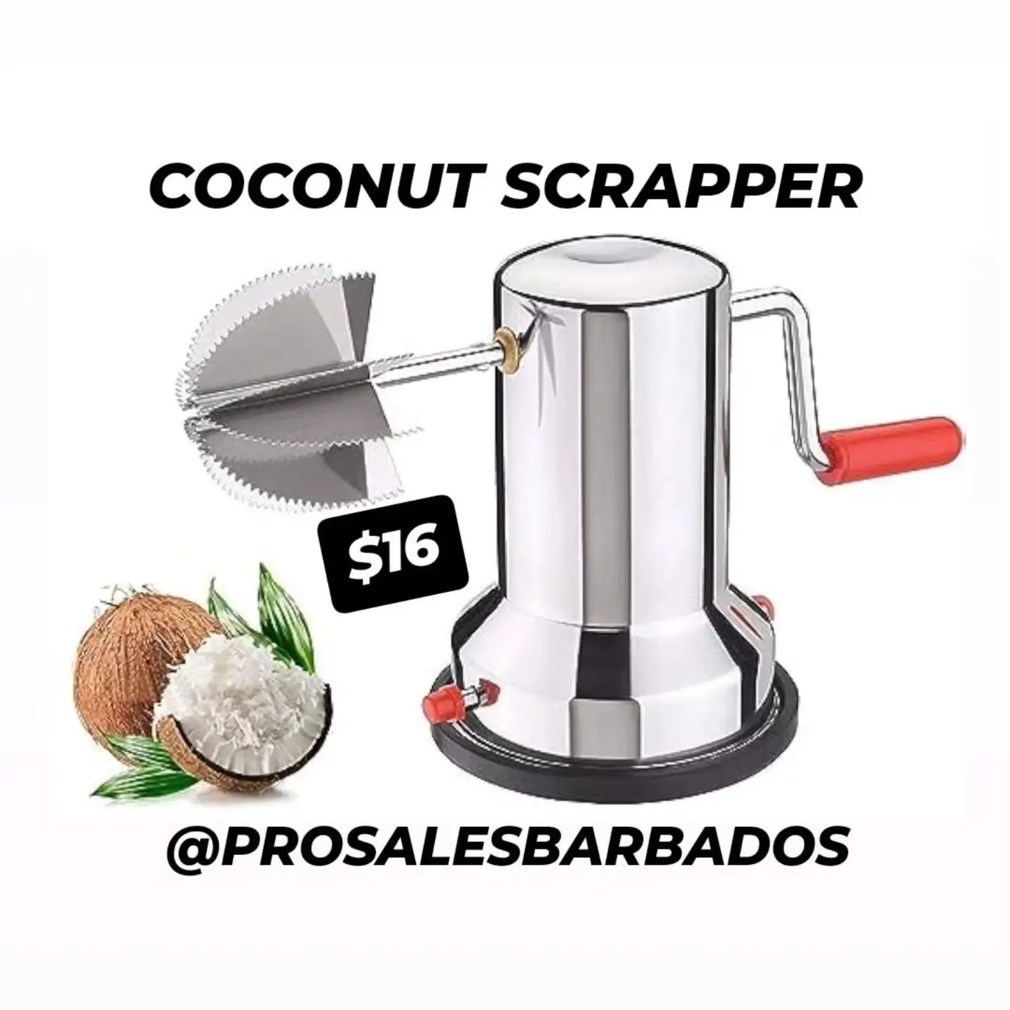 Pro Sales Barbados: Coconut Scrapper $16 & Tortilla Press $25 + Sunday Opening Hours