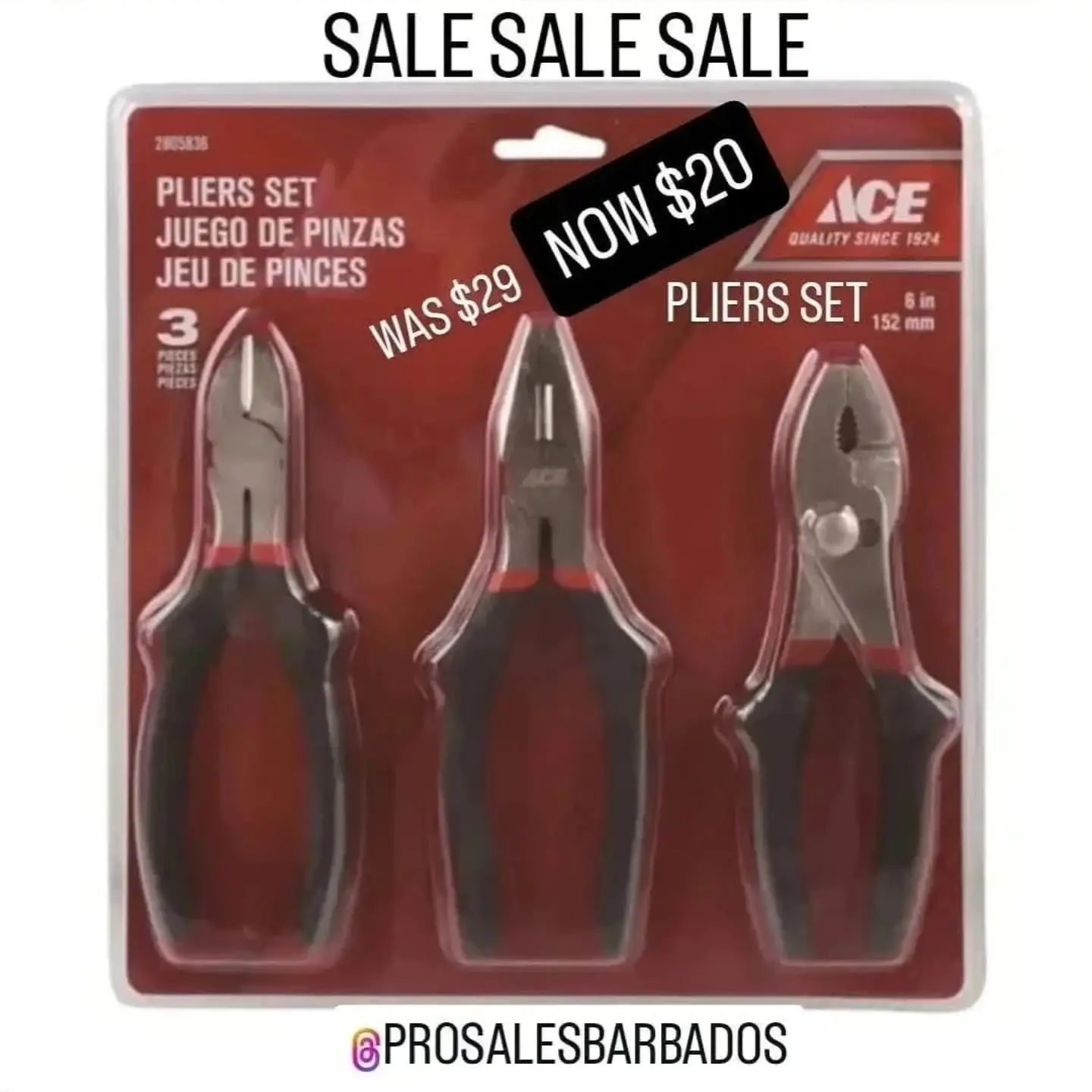 ACE Hardware Tools Sale – Pliers Set, Hand Saw & Screwdriver Deals at Pro Sales Barbados