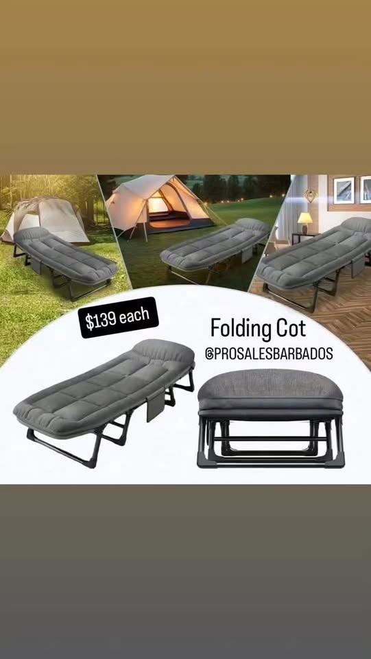 Folding Cot - $139 Each at Pro Sales Barbados