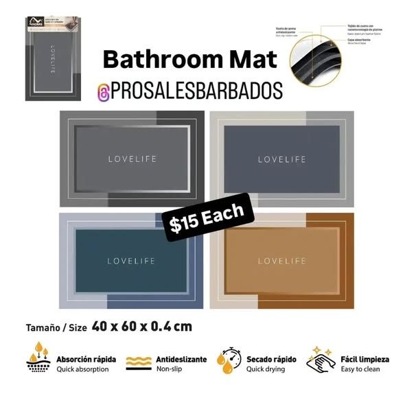 Pro Sales Barbados – Engraver Pen $15, Bathroom Mat $15, Pedicure File $4