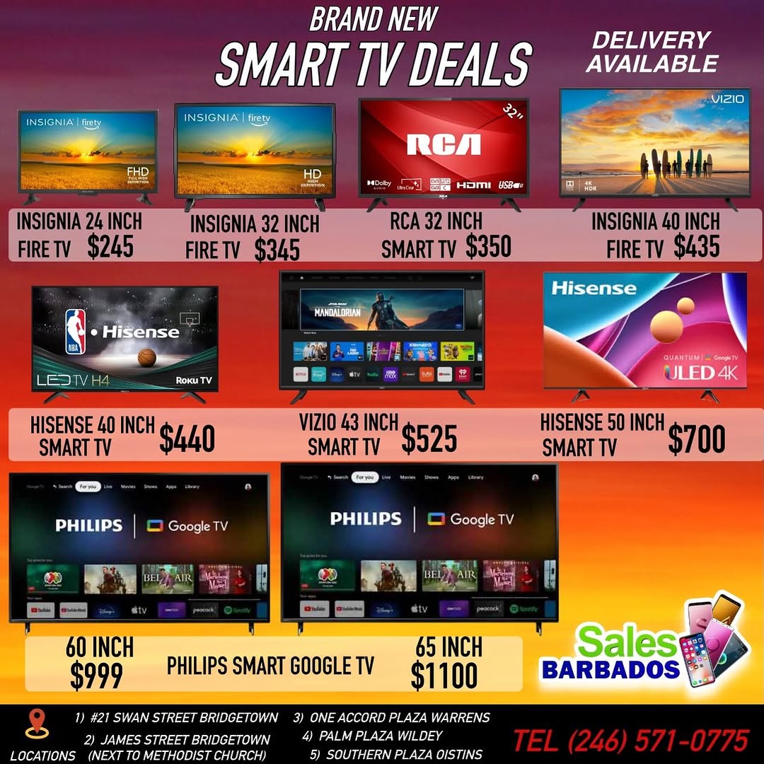 Brand New Smart TV Deals at Sales Barbados – From $245