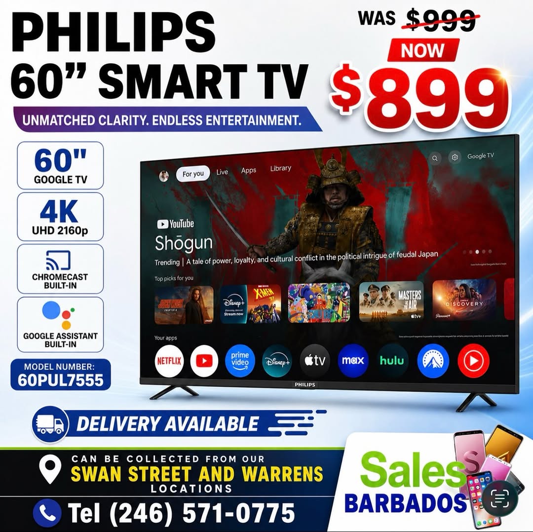 Philips 60" 4K Google TV – Now $899 (Was $999)