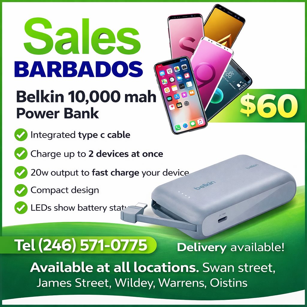 Belkin 10,000mAh Power Bank - $60 at Sales Barbados