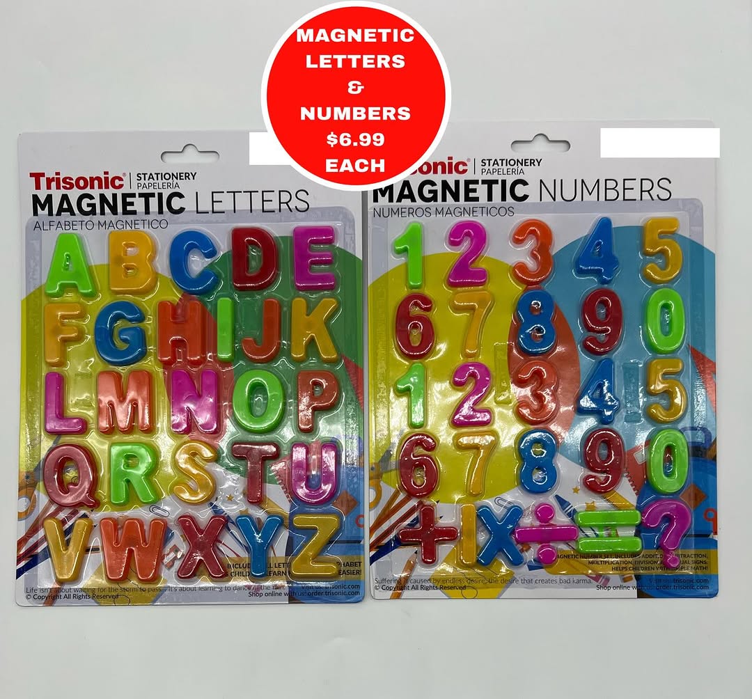 Magnetic Letters & Numbers – $6.99 Each at S.Y. Adam & Son