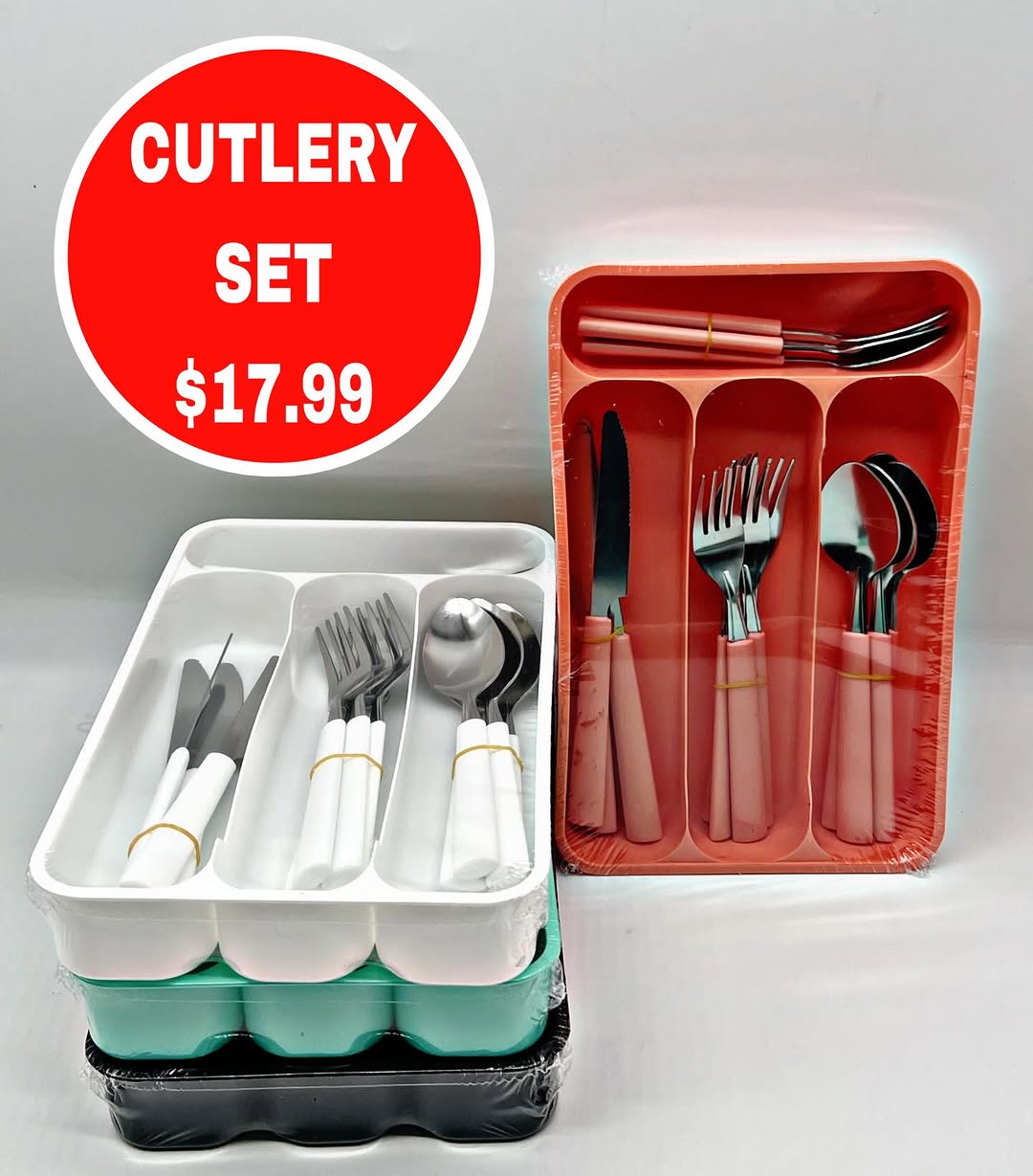 Cutlery Sets with Matching Trays – Only $17.99