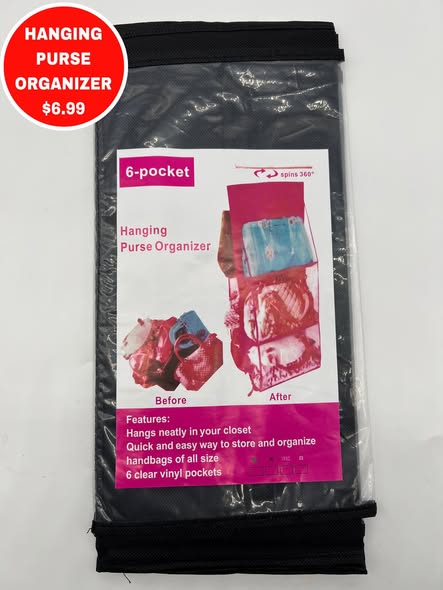 6-Pocket Hanging Purse Organizer – Only $6.99