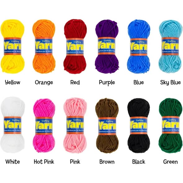 50g Acrylic Yarn – $3.99 Each, 12 Colors Available