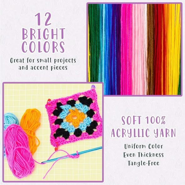 50g Acrylic Yarn – $3.99 Each, 12 Colors Available
