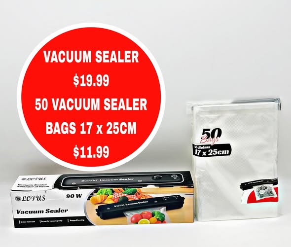 Lotus Vacuum Sealer & Bags Back In Stock – Sealer $19.99 | 50 Bags $11.99