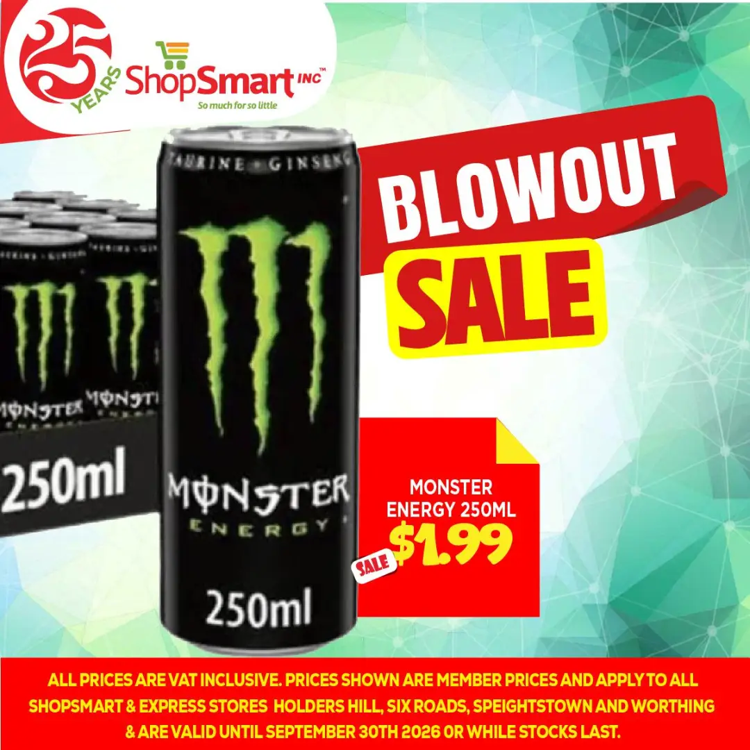 ShopSmart Blowout Sale – Monster Energy 250ml at $1.99