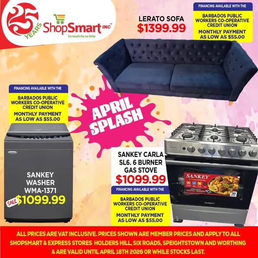 ShopSmart April Splash Sale – Sofas, Washers & Gas Stoves from $1,099.99