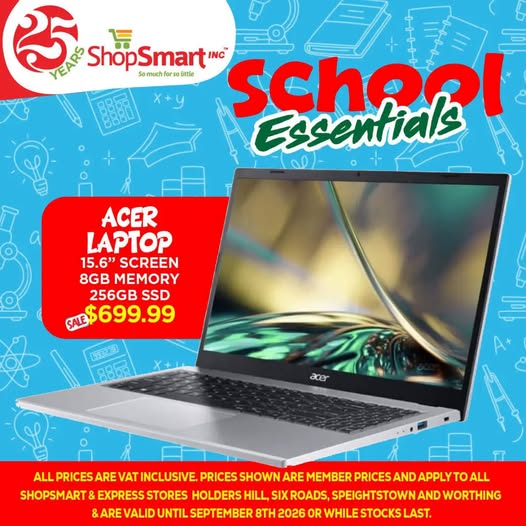 ShopSmart Back-to-School Sale: Acer Laptop 15.6" 8GB/256GB SSD – $699.99