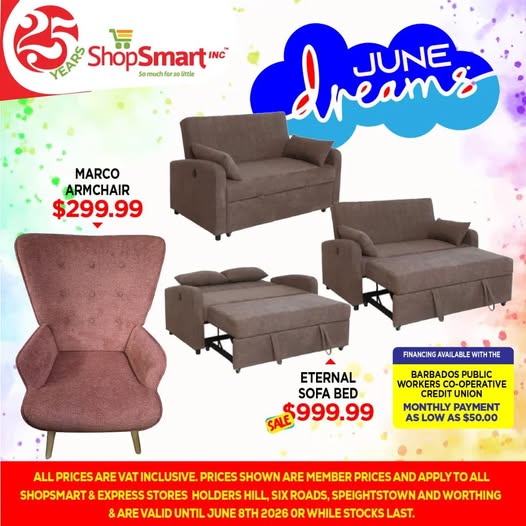 ShopSmart June Dreams Sale – Marco Armchair $299.99 & Eternal Sofa Bed $999.99