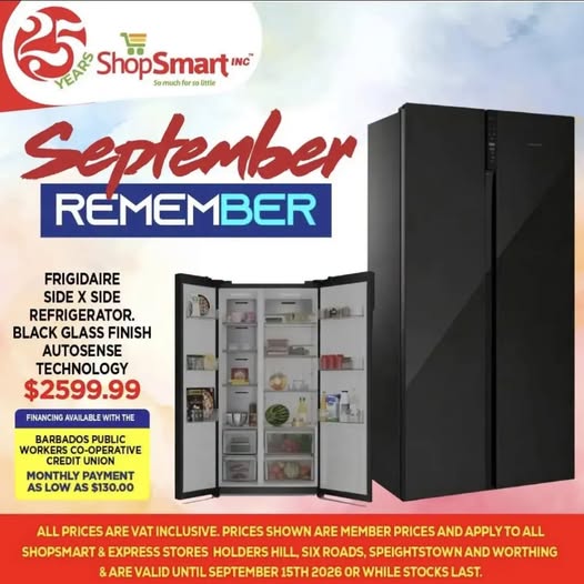 September Remember – Frigidaire Side x Side Refrigerator $2,599.99 at ShopSmart