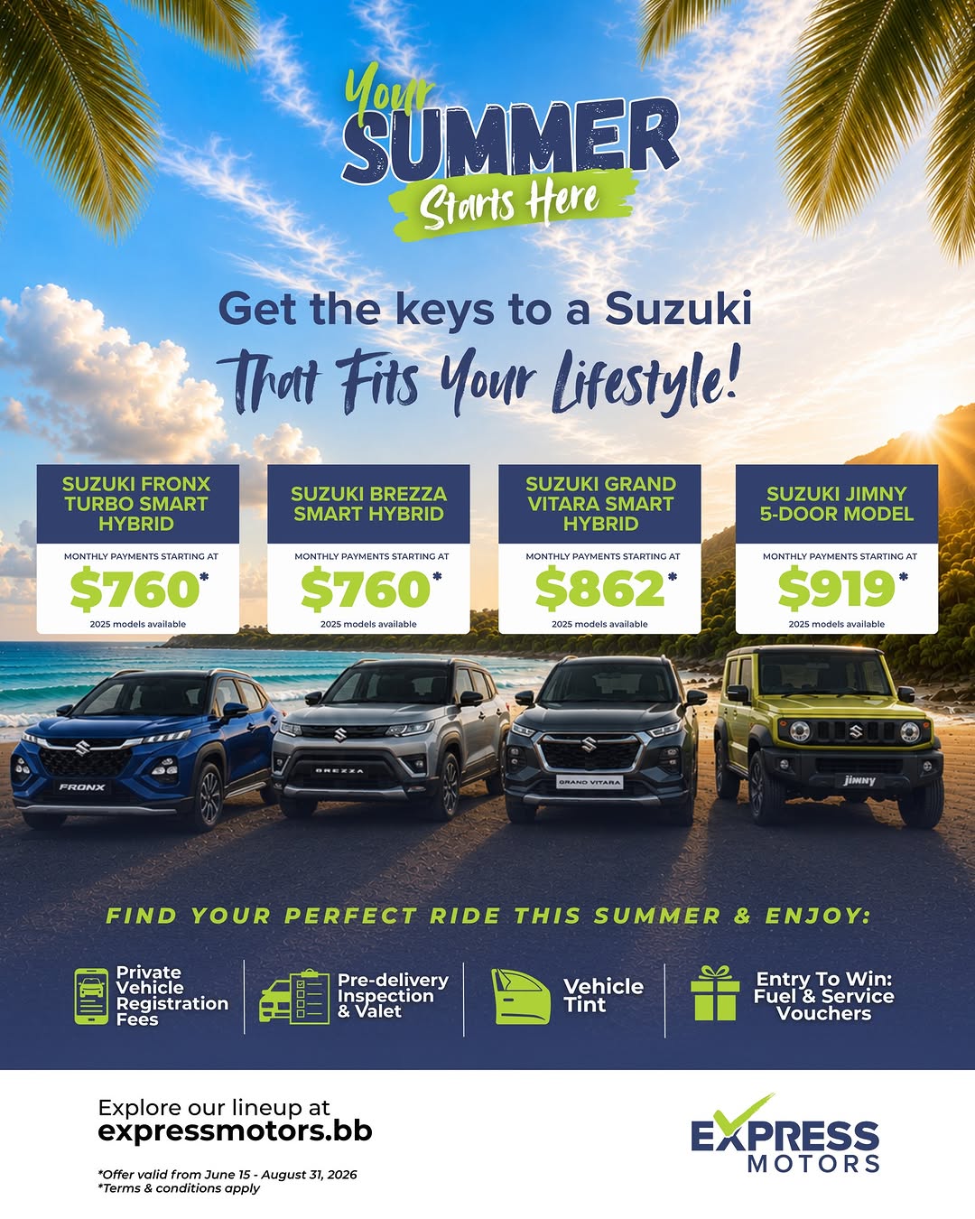 Express Motors Summer Suzuki Deal – Monthly Payments from $760 with Bonus Inclusions