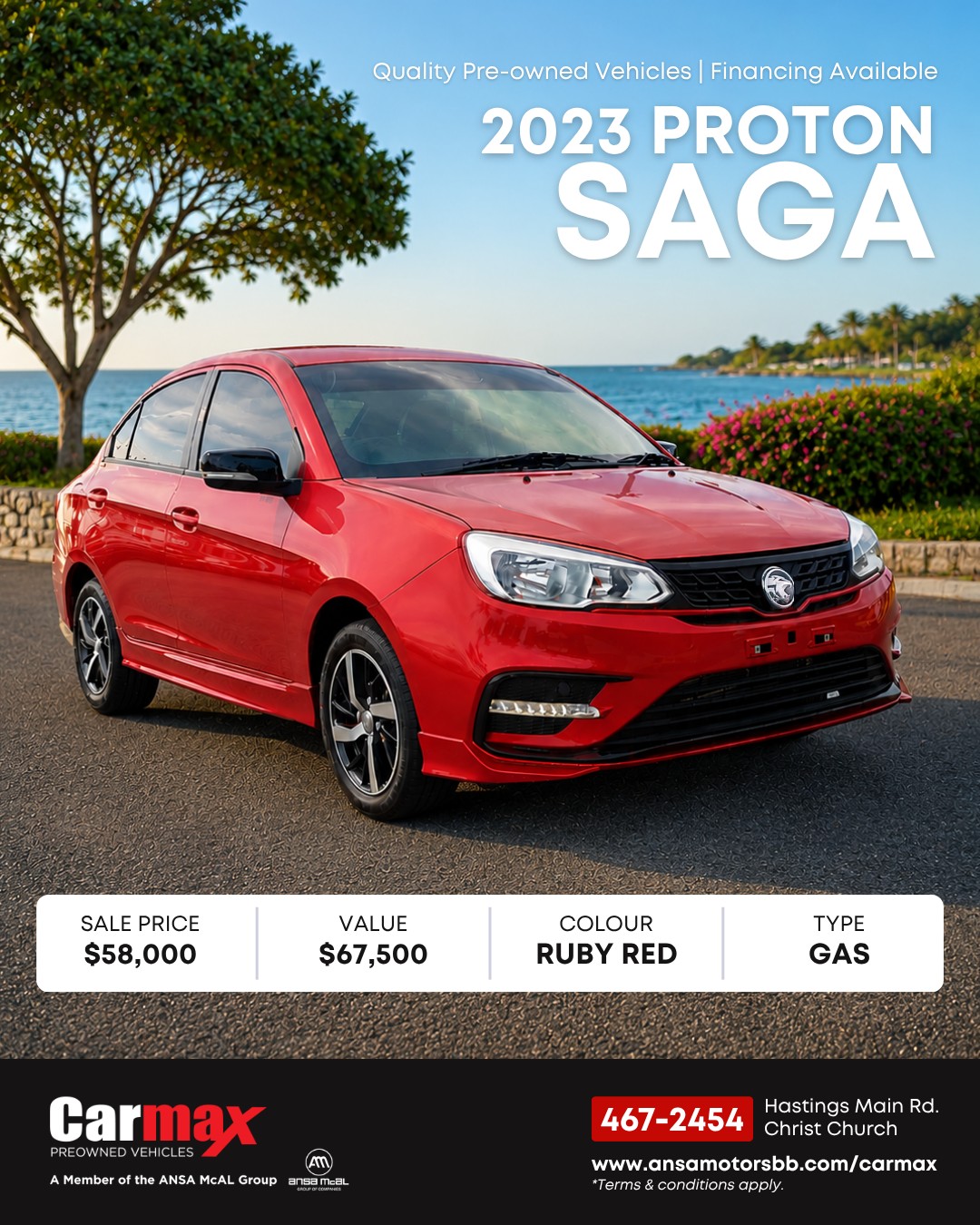 2023 Proton Saga Pre-Owned – Sale Price $58,000 (Value $67,500)