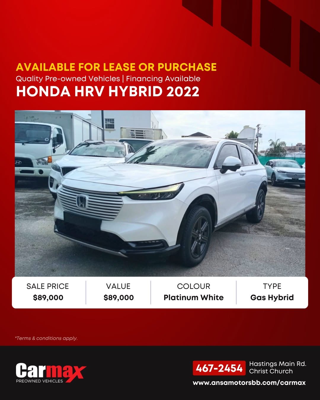 2023 Hyundai Tucson & 2022 Honda HR-V Hybrid Available for Lease or Purchase at CarMax Barbados