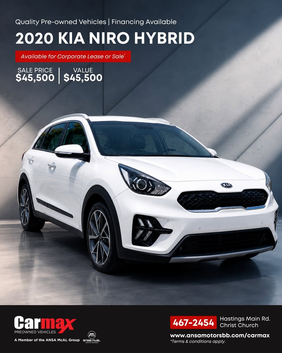 2020 Kia Niro Hybrid – Sale Price $45,500 or Corporate Lease