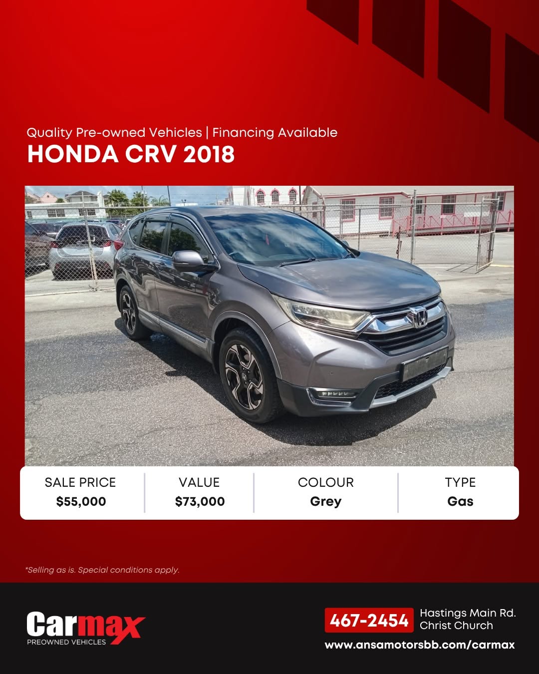 2018 Honda CR-V Pre-Owned Special – $55,000 (Valued at $73,000)