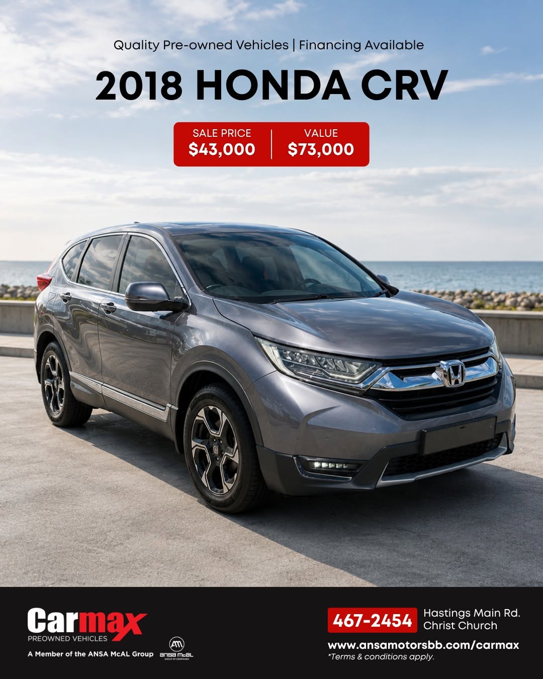2018 Honda CR-V Pre-Owned SUV – Sale Price $43,000 (Value $73,000)