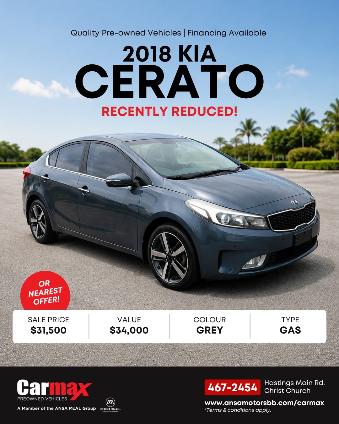 2018 Kia Cerato – Recently Reduced to $31,500 O.N.O.