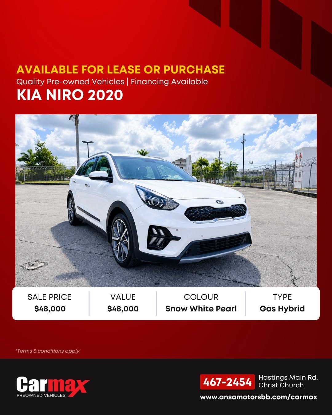 2020 Kia Niro Hybrid – Available for Lease or Purchase at $48,000